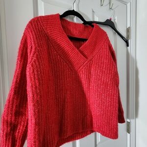 Mango Red V-Neck Sweater